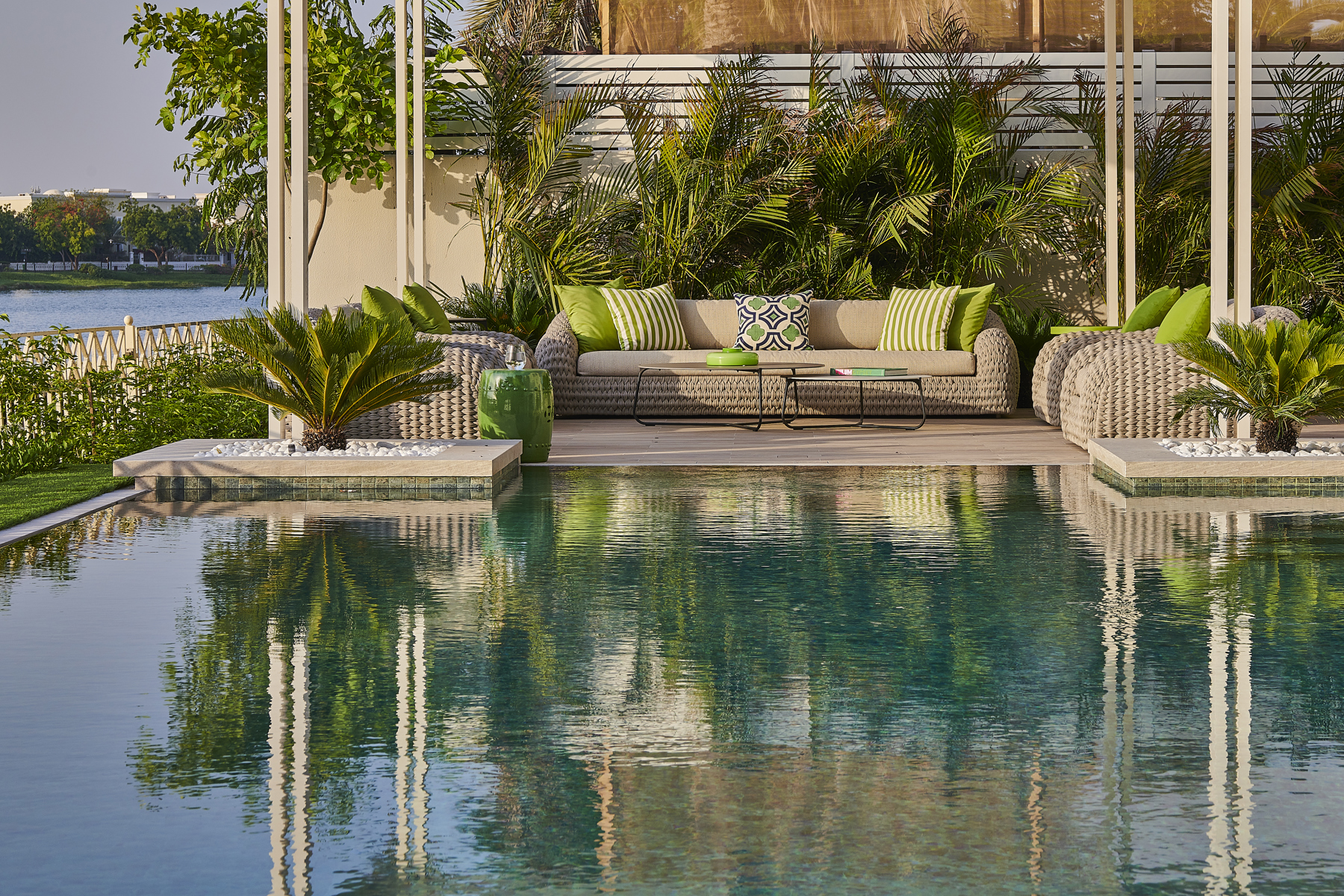 Nakkash Contract Manutti Dubai – luxury residential outdoor furniture set with sofa, armchairs, and table