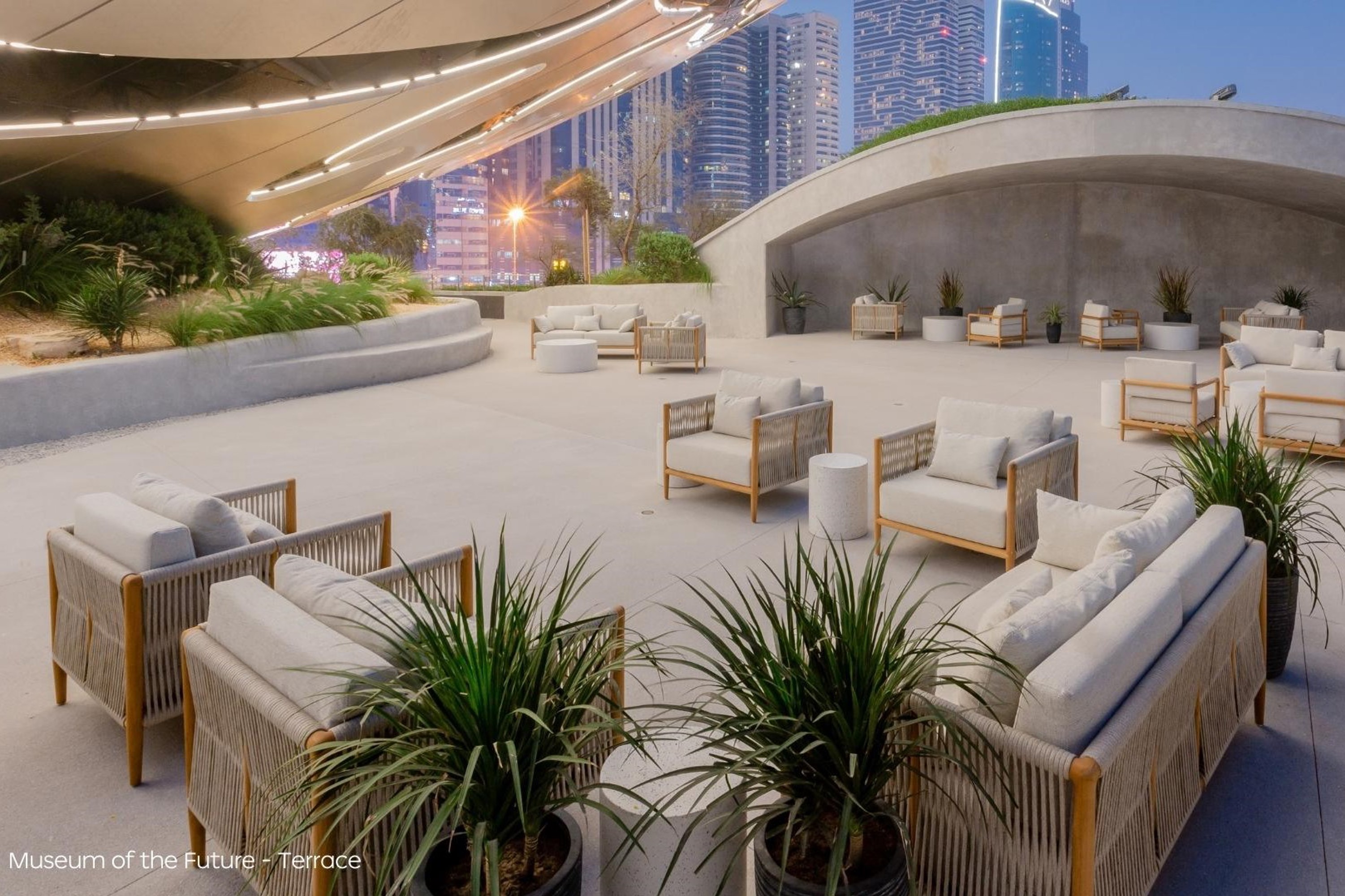 Nakkash Contract Dubai – premium commercial museum outdoor furniture set with sofa armchair coffee tables